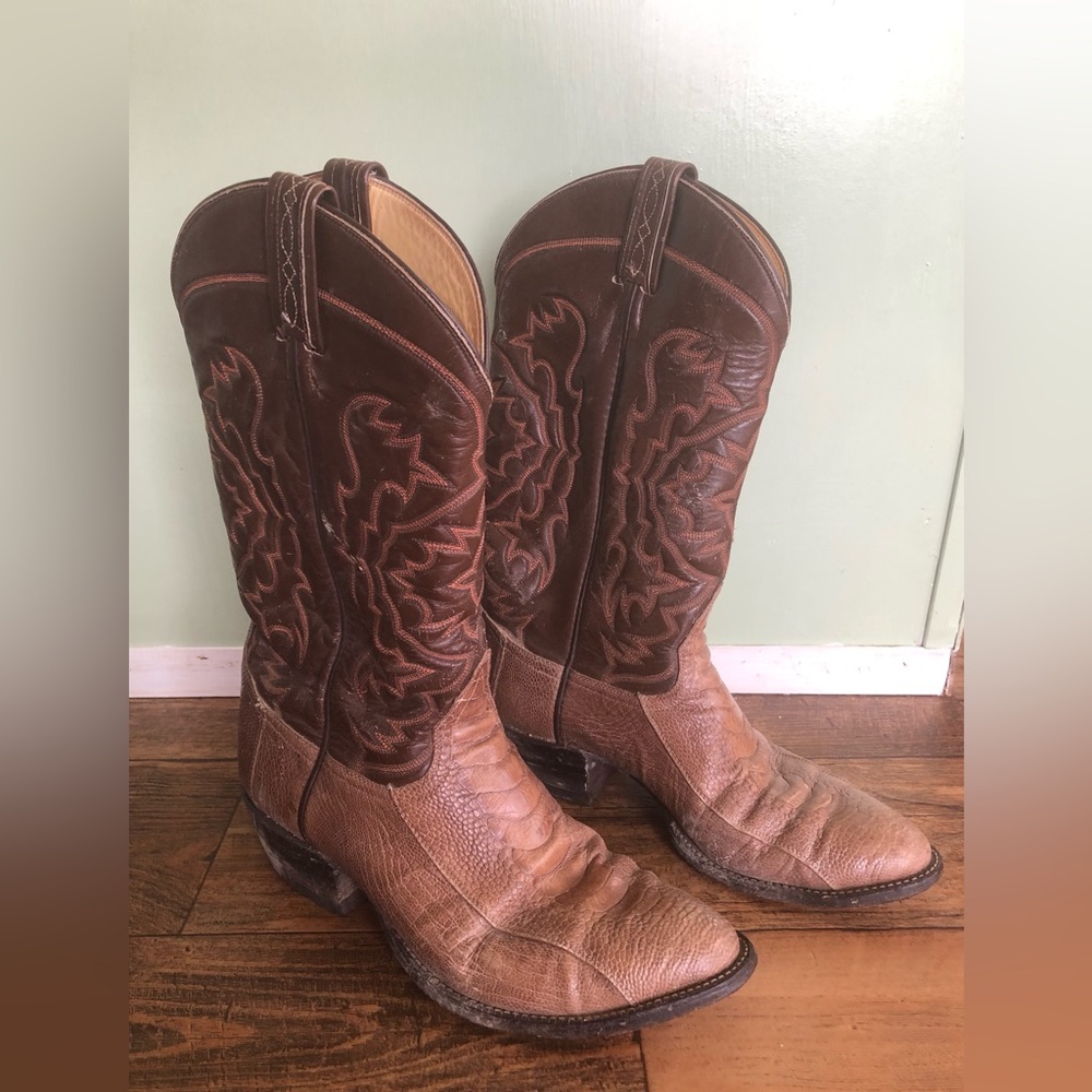 Tony Lama Gold Label Cowboy Boots Mens 10 D, Elephant Exotic Skin, Style 8620
